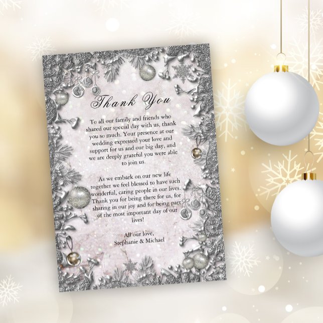 Winter Enchantment Magical Christmas Wedding Thank You Card (Creator Uploaded)