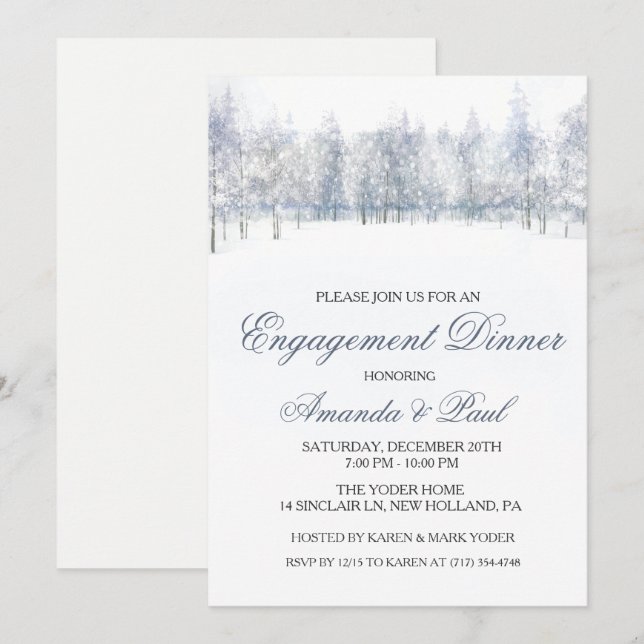 Winter Engagement Dinner Invitation (Front/Back)