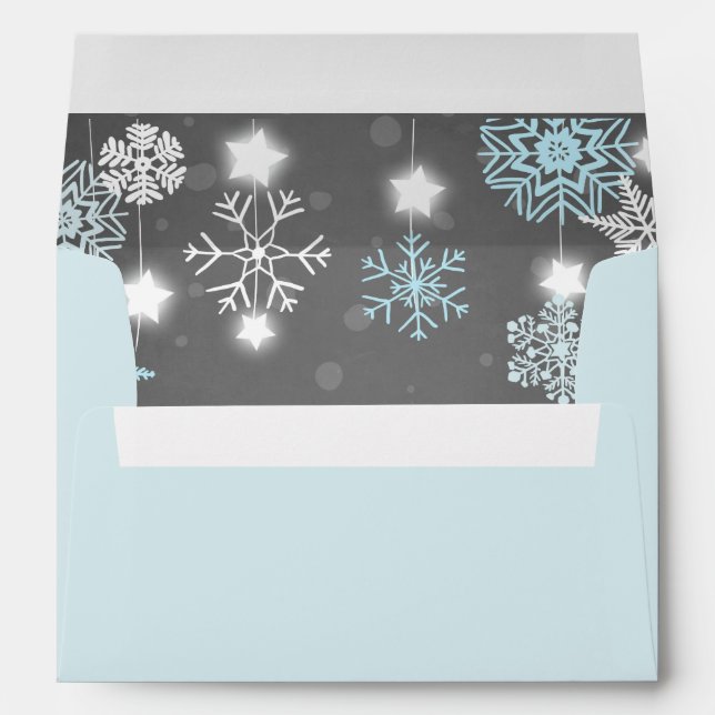Winter Envelope Snowflakes Grey blue onederland (Back (Bottom))