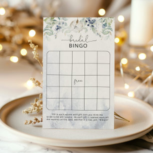 Winter eucalyptus bridal shower bingo game
