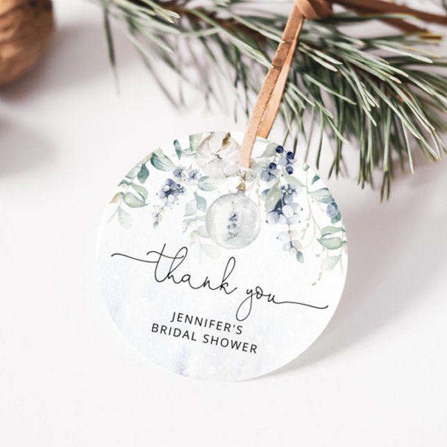 Winter eucalyptus bridal shower favour tag (Creator Uploaded)