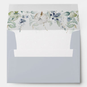 Winter eucalyptus elegant wedding envelope