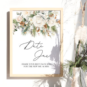 Winter Evergreen and Floral Date Jar Bridal Game Poster