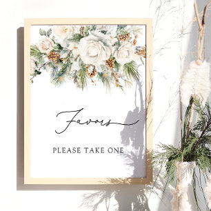 Winter Evergreen and Pine Favours Please Take One Poster
