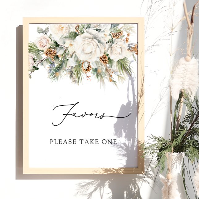 Winter Evergreen and Pine Favours Please Take One Poster (Creator Uploaded)
