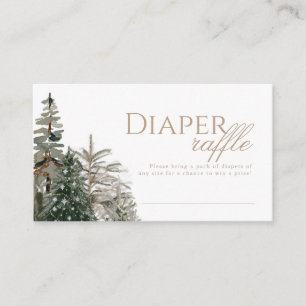 Winter Evergreen Baby Shower Raffle Card 3.5x2