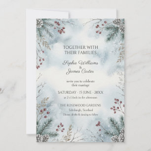 Winter Evergreen Berry Wedding Invitation