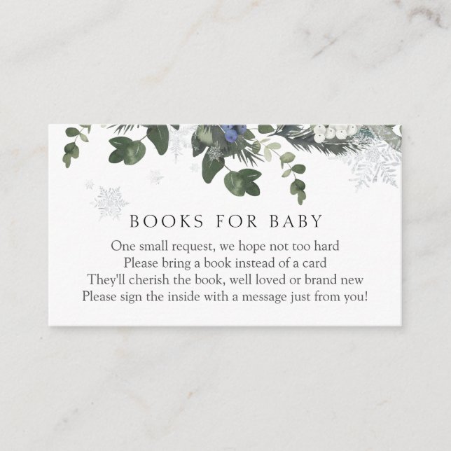 Winter Evergreen Blue Books for Baby Insert Card (Front)
