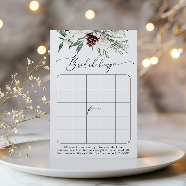 Winter evergreen bridal shower bingo game (Creator Uploaded)