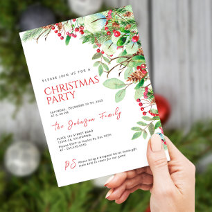 Winter Evergreen Christmas Party Invitation