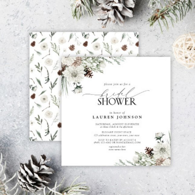 Winter Evergreen Elegant Bridal Shower Invitation (Creator Uploaded)