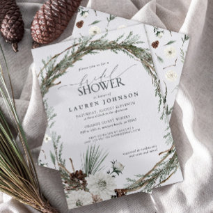 Winter Evergreen Elegant Bridal shower invitation