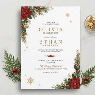 Winter Evergreen Elegant Christmas Wedding Invitation