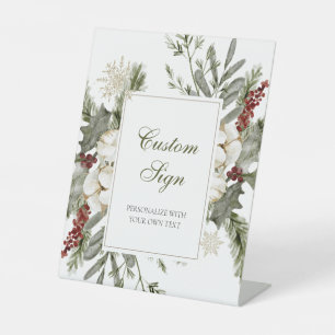Winter Evergreen Elegant Wedding Custom Text Sign