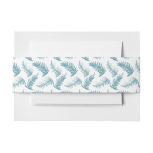 Winter evergreen foliage watercolor blue invitation belly band