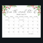Winter evergreen guess the Due Date calendar Poster<br><div class="desc">Watercolor winter evergreen guess the Due Date calendar poster. Matching items available.</div>