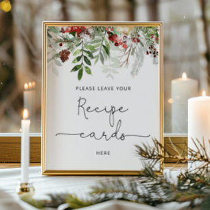 Winter evergreen leave your recipe card here poster