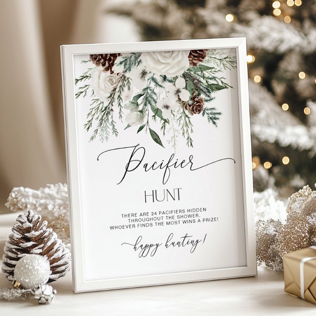 Winter evergreen Pacifier hunt baby shower game Poster (Creator Uploaded)