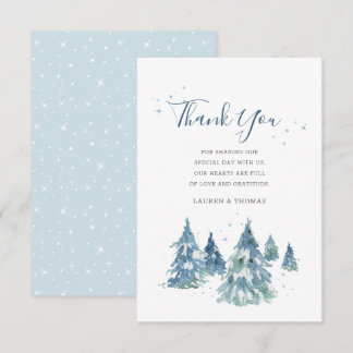 Winter Evergreen Tree Watercolor Wedding Thank You Card