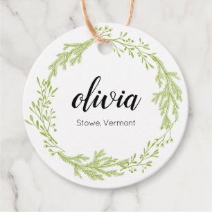 Winter Evergreen Wreath Script  Clothing Price Favour Tags