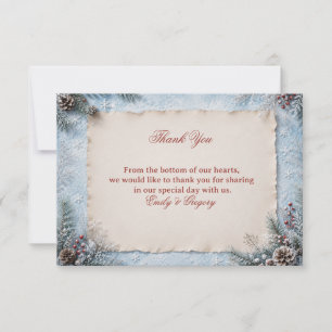 Winter Evergreens Surround Winter Thank You Card