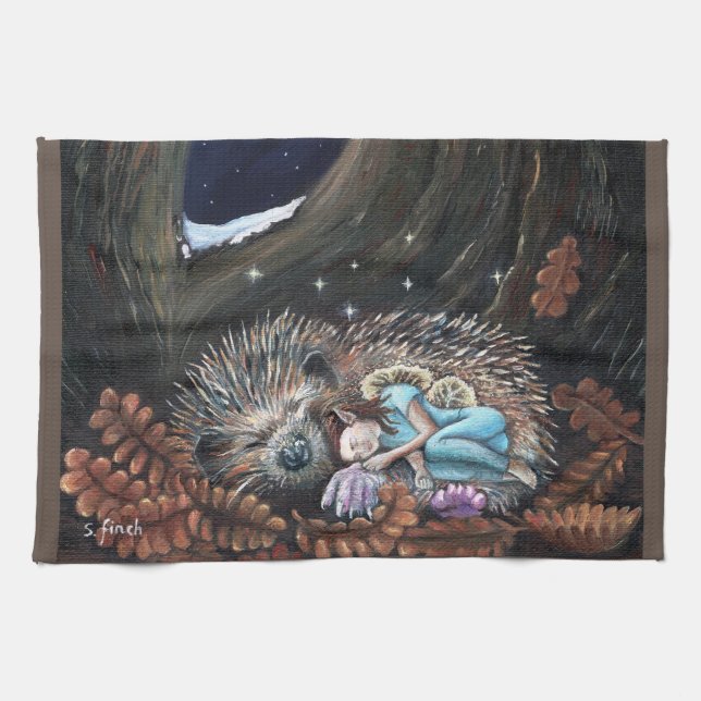 Winter Fairy Guardian of Dreams Tea Towel (Horizontal)