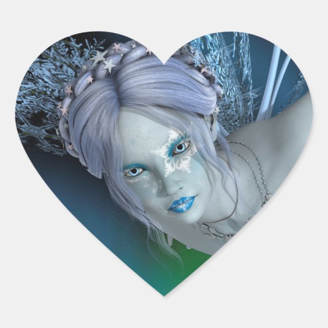 Winter Fairy Heart Sticker (Front)