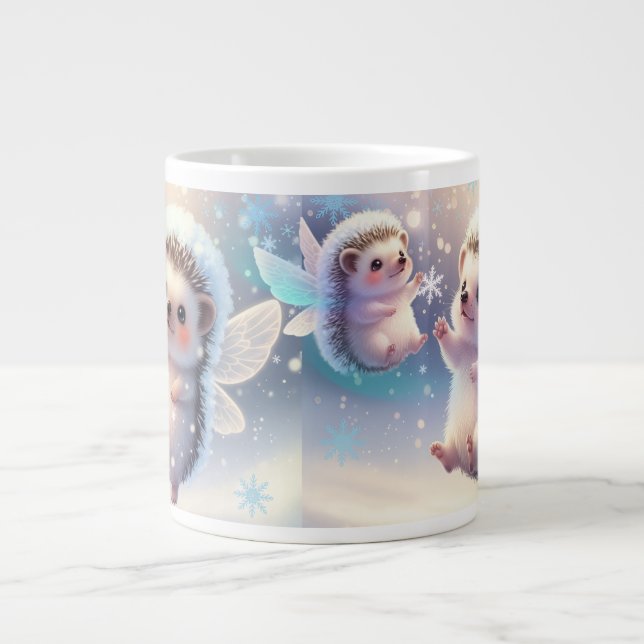 Winter Fairy Hedgehogs Mug – Cute Snowflake  (Front)