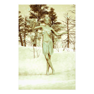 Winter Fairy in Snowy Forest Fantasy Art Photo Print