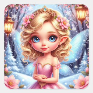 Winter Fairy Princess For Fantasy Lovers Square Sticker