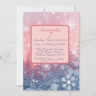 Winter Fairy Tale Invitation, Romantic Snowflake  Invitation