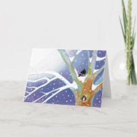 Winter Fairy Tale - Singing Blackbird and a gnome
