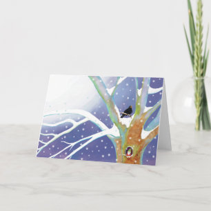 Winter Fairy Tale - Singing Blackbird and a gnome  Card