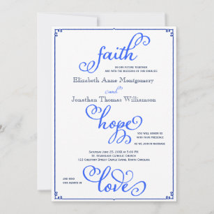 Winter Faith Hope Love Script Wedding Invitation