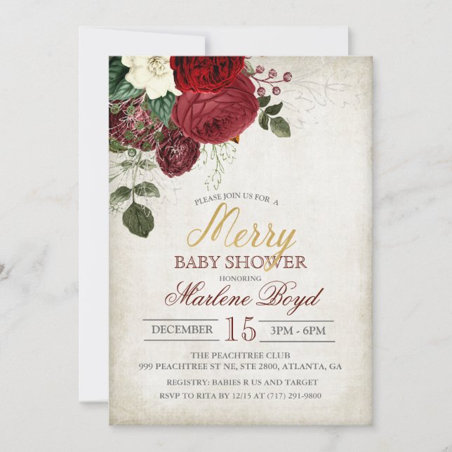 Winter Fall Holiday Baby Shower Invitation (Front)