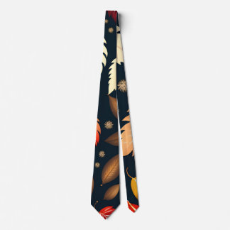 Winter falling leaves Brown Retro Pattern Tie