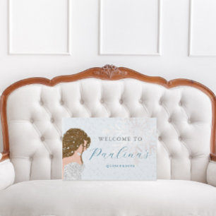 Winter Falling Snow 15th Birthday Quinceañera Blue Guest Book