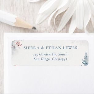 Winter Falling Snow Mountain Trees Elegant Wedding