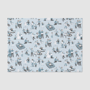 Winter Family Fun Christmas Holiday Pattern Tissue Paper