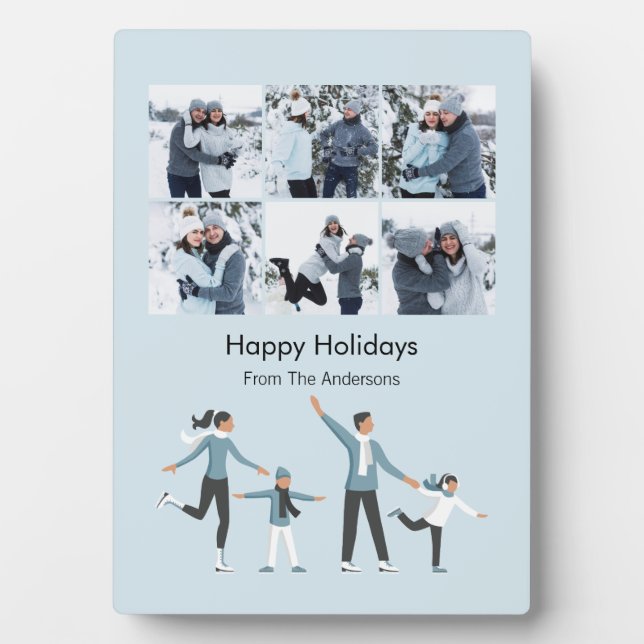 Winter Family Fun Christmas Holiday Photo Plaque (Front)