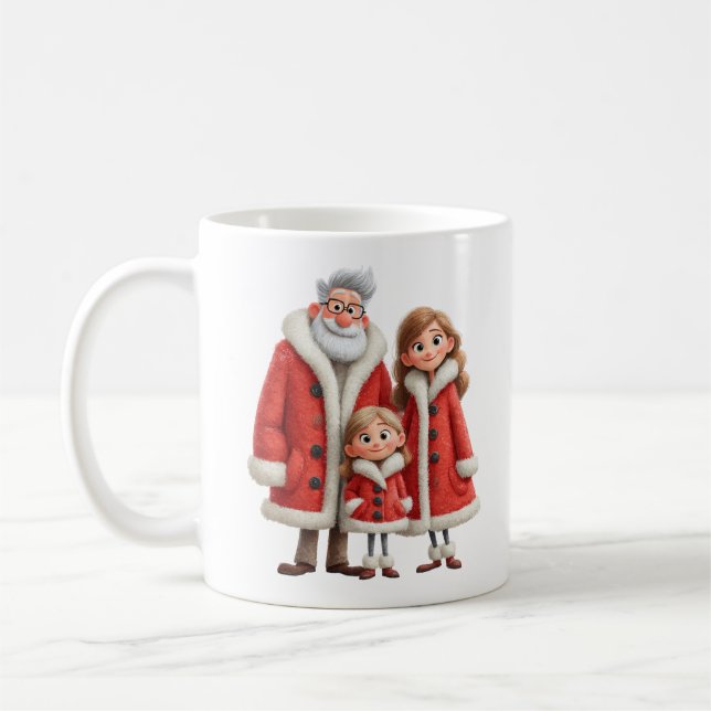 Winter Family Premium Cozy 3D Pixar Watercolor Coffee Mug (Left)