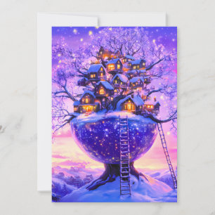 Winter Fantasy Snowy Tree Village Landscape Announcement
