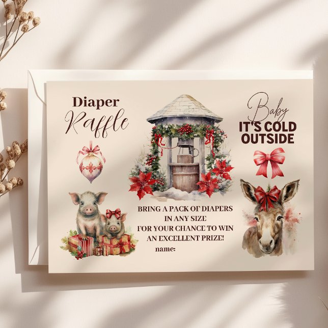 Winter Farm Animals Christmas Diapper Raffle Enclosure Card (Creator Uploaded)