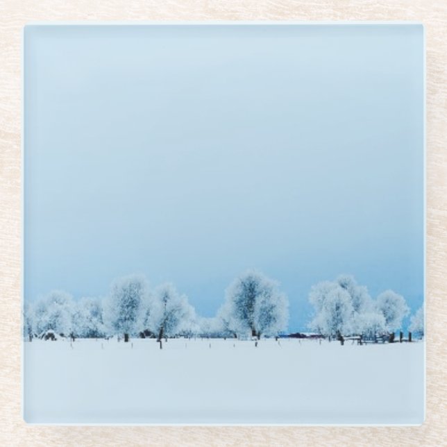Winter Farm Glass Coaster (Front)