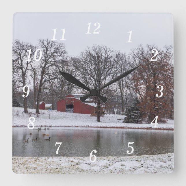 Winter Farm Pano Wall Clock (Front)