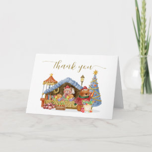 Winter Farmer Market Teddy Bear Baby Shower  Thank You Card