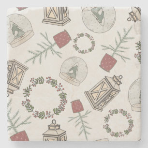Winter Farmhouse  Stone Coaster