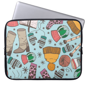 Winter Fashion Doodle Sketch Pattern Laptop Sleeve