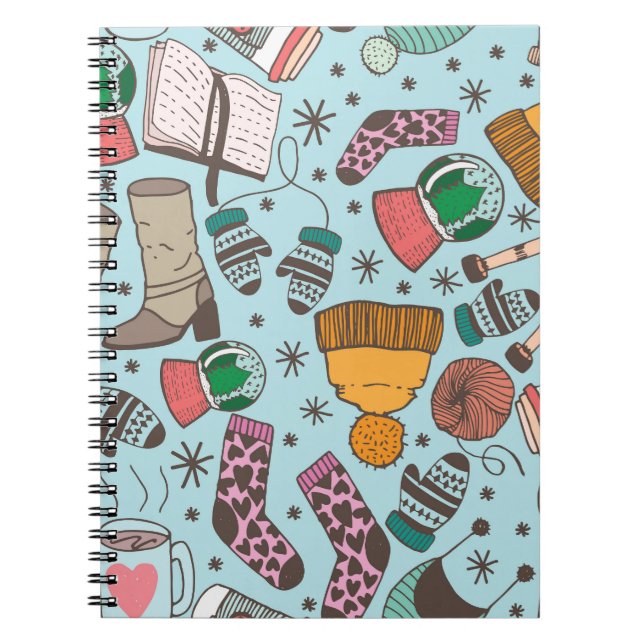 Winter Fashion Doodle Sketch Pattern Notebook (Front)