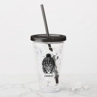Winter Fashion Ready Tiger | Add Your Name Acrylic Tumbler